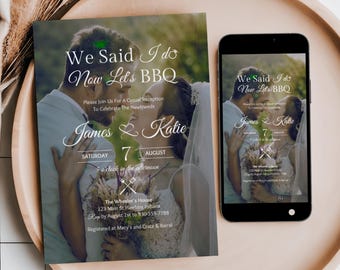Editable I Do BBQ Invitation, We Do BBQ Invitation, I Do BBQ Evite, Elopement After Party Invitation, We Eloped, After Party Dinner Invite