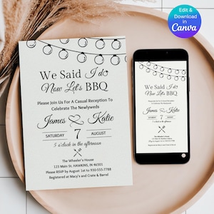 Editable I Do BBQ Evite, I Do BBQ Invitation Template, Elopement Announcement, I Do BBQ Invite, Elopement After Party Invitation, We Eloped