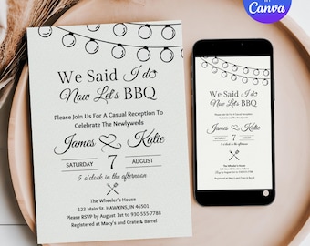 Editable I Do BBQ Evite, I Do BBQ Invitation Template, Elopement Announcement, I Do BBQ Invite, Elopement After Party Invitation, We Eloped