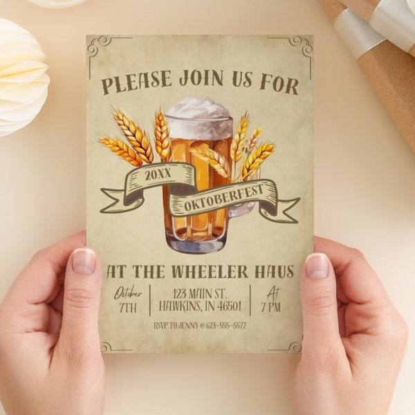 Oktoberfest Invitation Template, Oktoberfest Invite, Oktoberfest Invitation Birthday, Wurst Party Invite, Oktoberfest Party Favors, S1