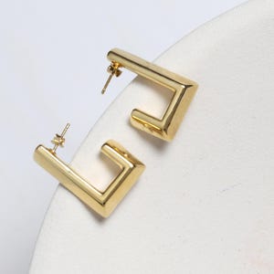 14K Gold J Hoop Earrings | Solid Gold Stud Earrings | Authentic Jewelry | Wedding Stud Earrings