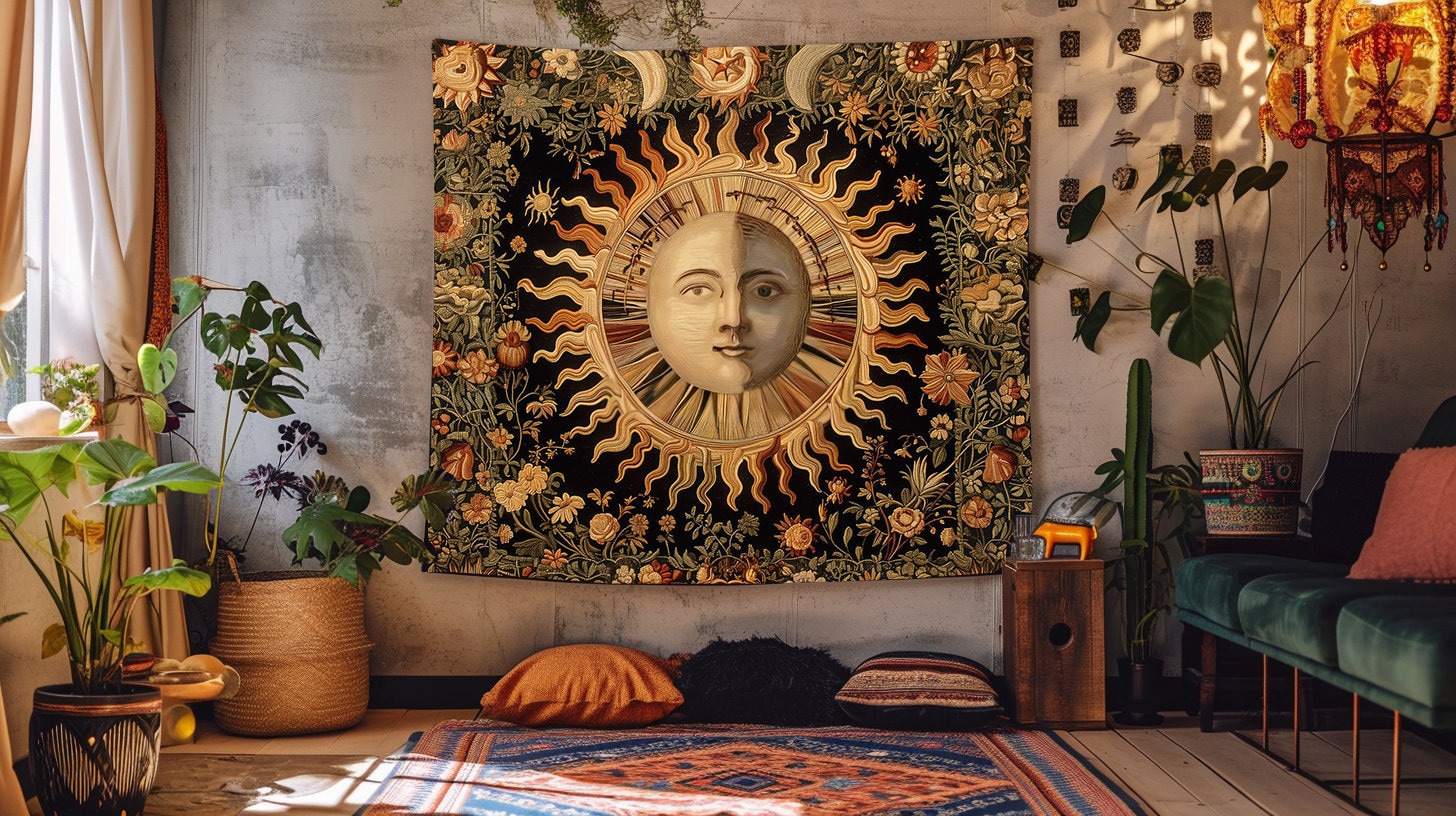 Sun moon wall tapestry sale