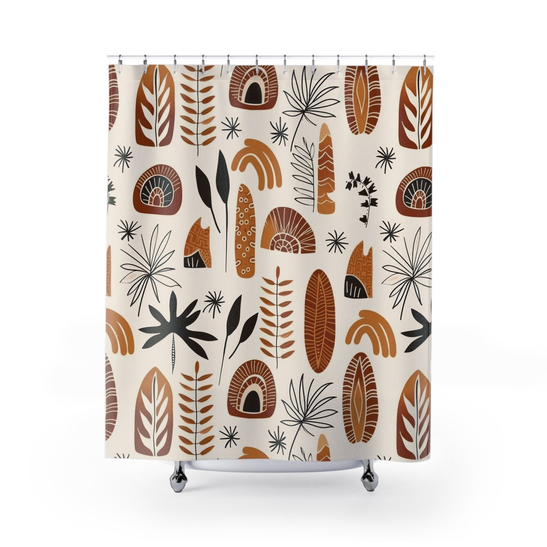 Boho Shower Curtain, Rustic Shower Curtain, Brown Shower Curtain ...