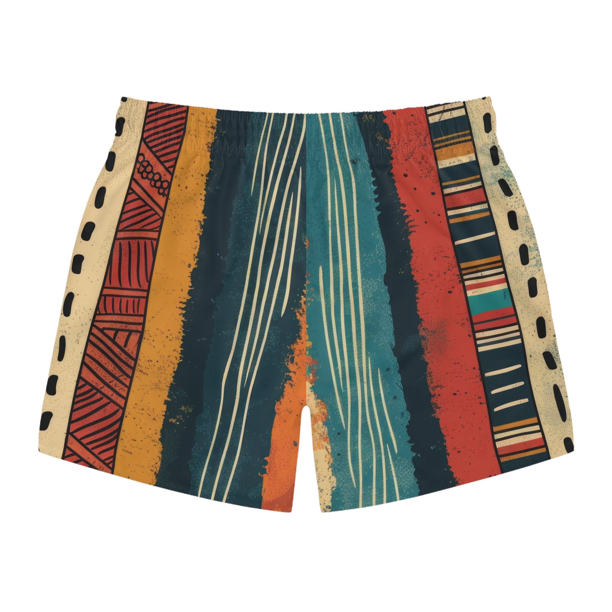 Colorful Abstract Stripe Swim Shorts Vibrant Mens Beachwear, Mens Swim ...