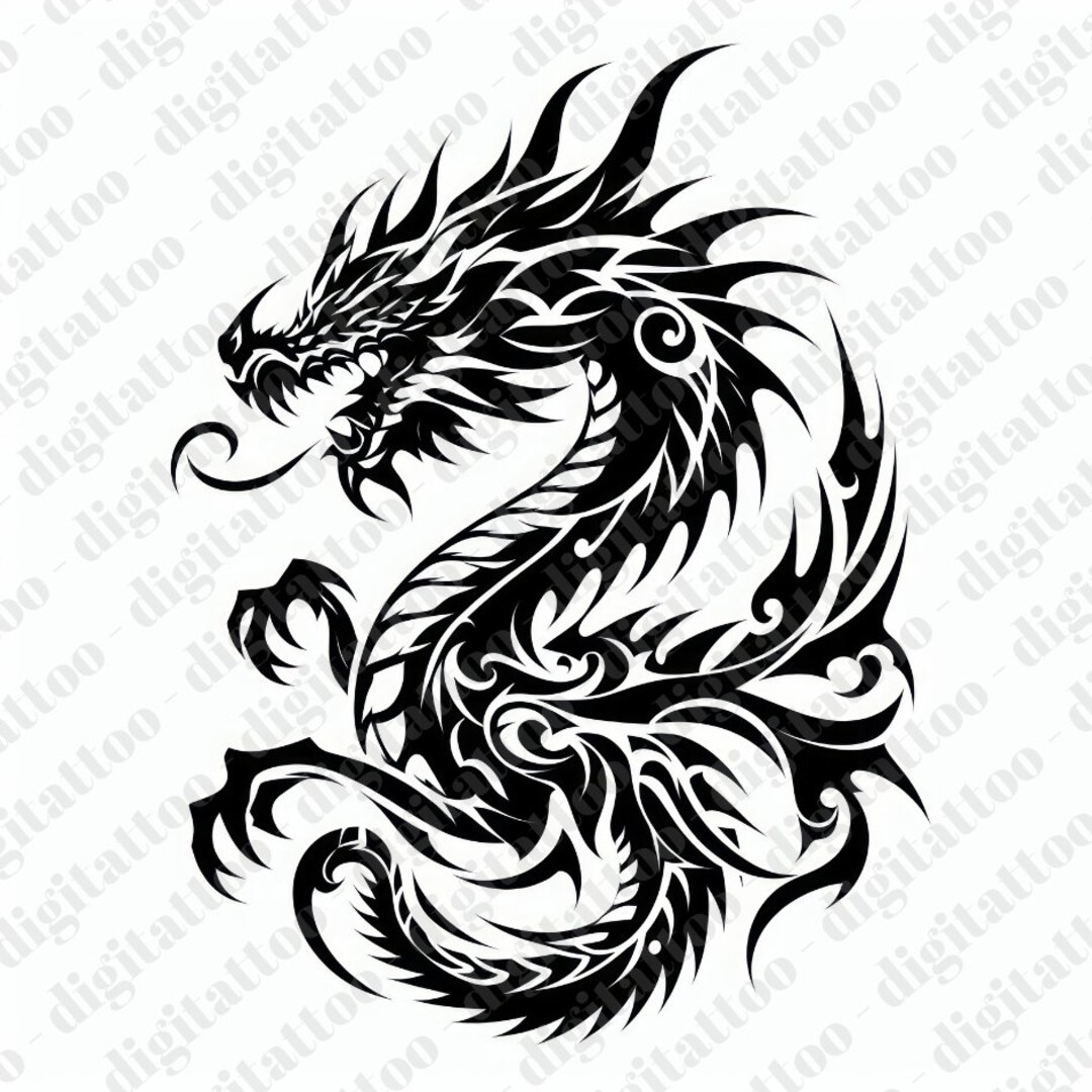Dragon Tattoo, Dragon Tattoo Design, Dragon Tattoo Models, Black White