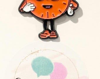 Orange enamel pin