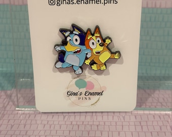 Blue Dog enamel pin and beaded pens