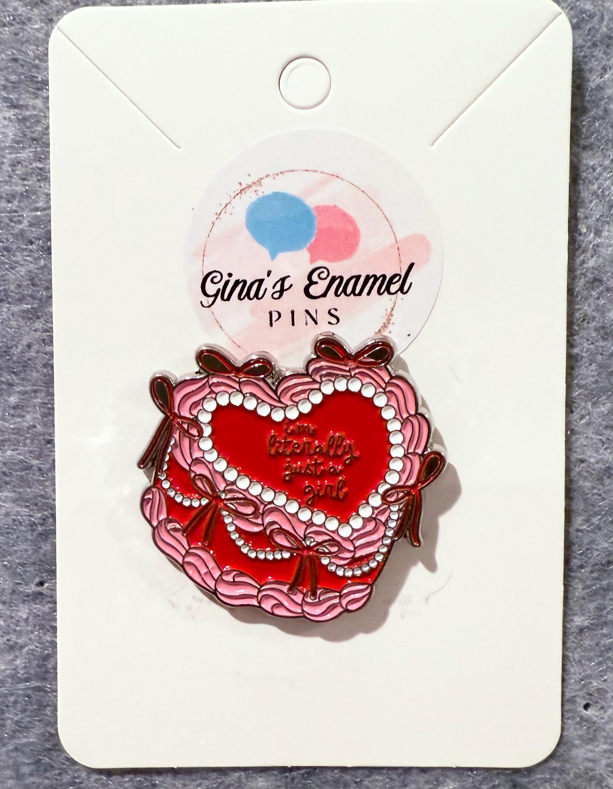 Just a girl vintage cake pin