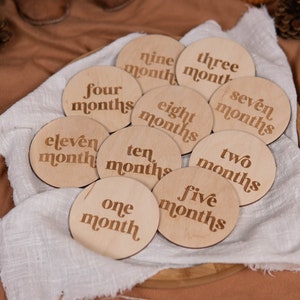 Cartes jalons bébé, Cartes jalons en bois, Cartes mensuelles bébé modernes, Cadeau nouveau-né, Disques jalons, Disques en bois, Cadeau pour bébé, Nouveau-né