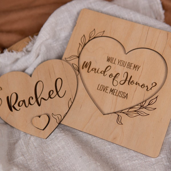 Will You Be My Maid of Honor?, Maid of Honor, Bridesmaid Proposal, Wood Heart Proposal, Card Request, Maid of Honor Proposal, Wood Puzzle