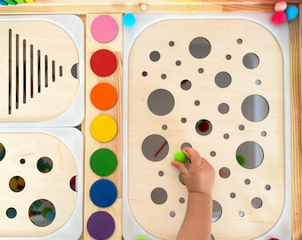 Circles Activity Board Educational Games for Kids Sensory Games Insert for FLISAT Table Small Large Holes Insert TROFAST Montessori at Home