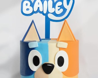 Custom Blue Dog Cake Topper Dog Birthday Party Decoration