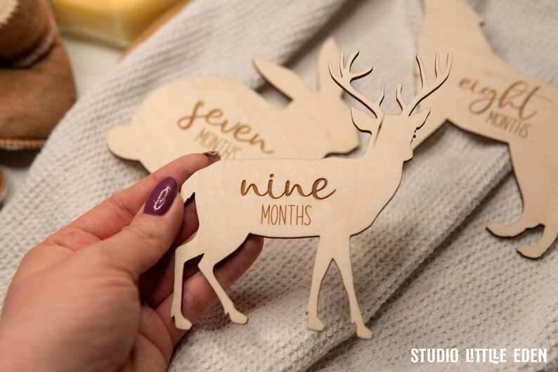 Baby Milestone Cards Wooden Forest Animals, Newborn Gift - Etsy