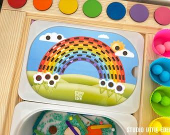 Rainbow Color Sorting, TROFAST Inser,t Educational Activities for Kids, Sensory Games, Insert for FLISAT Table, Montessori at Home TROFAST