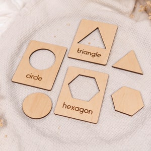 12 Tarjetas Flash de Formas de Madera, Rompecabezas de Formas, Formas y Nombres, Juguetes Montessori de Madera, Juguete Educativo, Regalo para Niños, Preescolar, Escuela en Casa