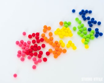 120pcs Small Pompons for Sensory Games, Color Sorting Games, Learn the Colors, Sensory Play, Pompons, Montessori, Sensory Game, Kindergarten