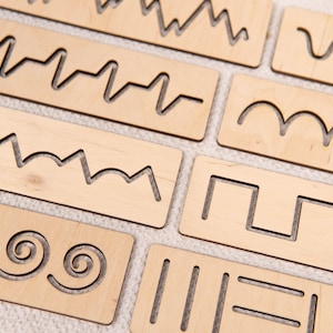 Montessori Stencil Set 10pcs, Writing Skills, Wooden Tracing Boards, Wood Montessori Toys, Educational Toy, Preschool, Homeschool