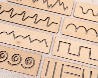 Montessori Stencil Set 10pcs, Writing Skills, Wooden Tracing Boards, Wood Montessori Toys, Educational Toy, Preschool, Homeschool