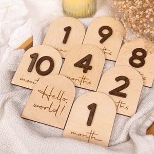 Cartes jalons bébé modernes, jalons bébé arche 3D en bois, cartes jalons mensuels, cadeau nouveau-né, baby shower, cadeau pour bébé, nouveau-né