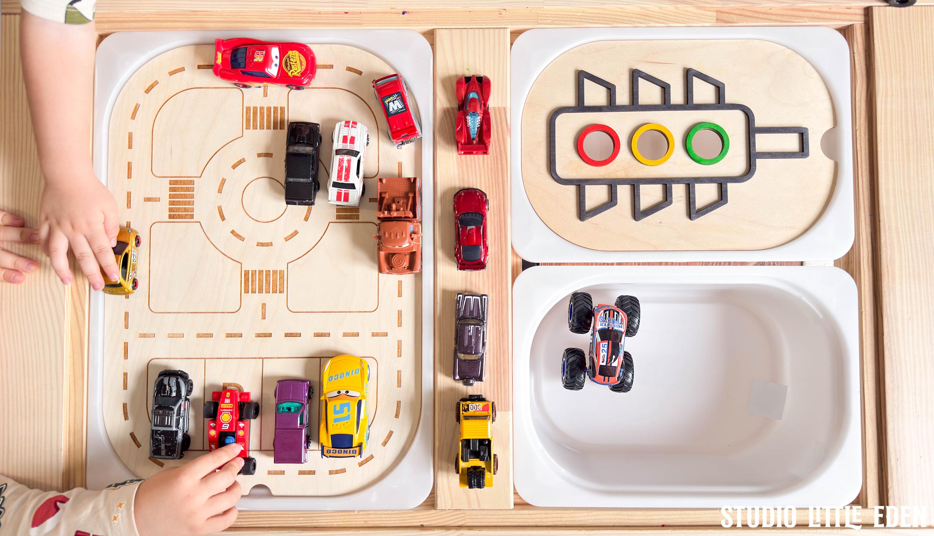 KIMISS DIY Auto Garage Parkplatz Spielset Mit Musikaufzug, Rampen & Verkehrsschildern – Spaß Für Kinder Ab 3 Jahren