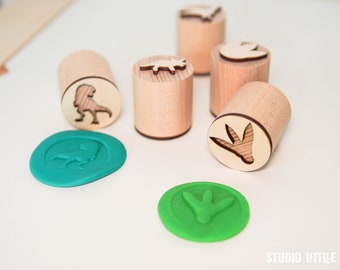 Dinosaur Play Dough Stamps Double-Sided Wooden Sensory Toy