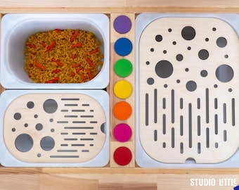 TROFAST Sensory Games for Kids, Educational Games, FLISAT Insert, Small and Large Holes Circles and Stripes, Montessori Activities