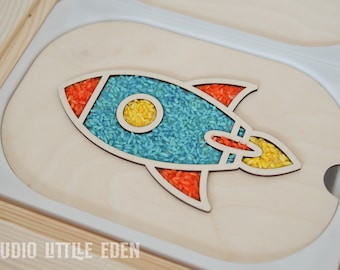 Gift for Kids, FLISAT Rocket Insert, Sensory Play, Gift Ideas for Kids, Montessori Activities at Home, Coloring Spaceship, TROFAST Bin, Gift