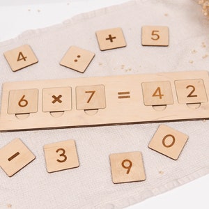 Montessori Math Board, Wooden Calculation Board, Wood Montessori Math Toys, Educational Toy, Gift for Kids, Preschool Homeschool Resources