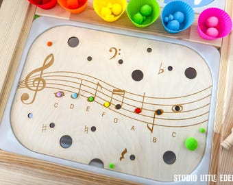 Music Staff TROFAST Insert, Flisat Insert, Music Theory Learning, Activities for Kids, Montessori TROFAST Bin Homeschool Activities for Kids