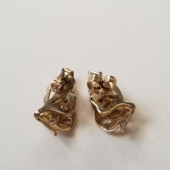 Small Vintage Gold Toned Avon Butterfly Earrings - image 5