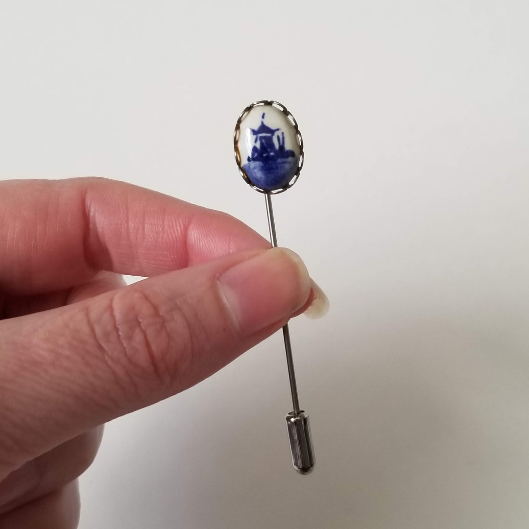 Vintage Porcelain Windmill Stick Pin- Holland - Etsy