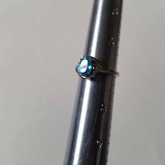 Silver and Gold Topaz Blue Ring- Size 7 - image 4