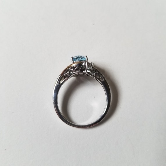 Silver and Gold Topaz Blue Ring- Size 7 - image 5