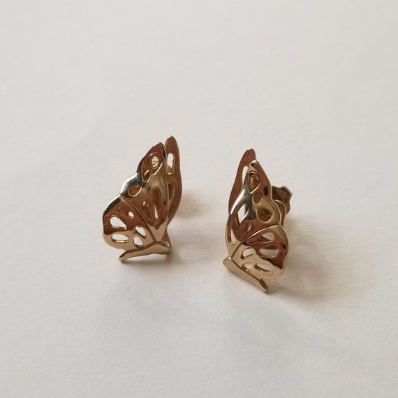 Small Vintage Gold Toned Avon Butterfly Earrings - image 1