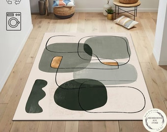 Pastelkleurige vloerkleed abstracte stijl: minimalistisch woonkamertapijt