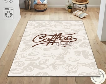 Coffee Lover Rug: Vivid Brown Washable Kitchen Mat