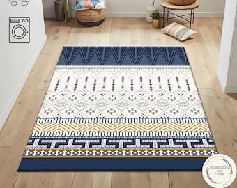 Scandinavian Geometric Rug: Pastel Nordic Art, Pinterest Style Living Room Decor