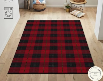Checker Plaid Christmas Rug: Holiday Living Room Decor, Christmas Gift