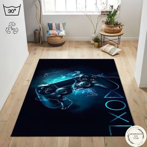 Alfombra con diseño de mando de juego, decoración para sala de juegos, base de algodón antideslizante