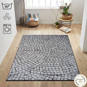 3D Stone Rug, Cobblestone Rug, HD Quality Stone Carpet, Colorful Rug, Stone Pattern Rug, 3D Rug for Living Room, Beach House Rug, Door Mat
