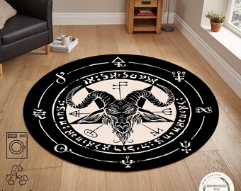 Occult Goat Sigil Round Rug Gothic Symbol Home Decor