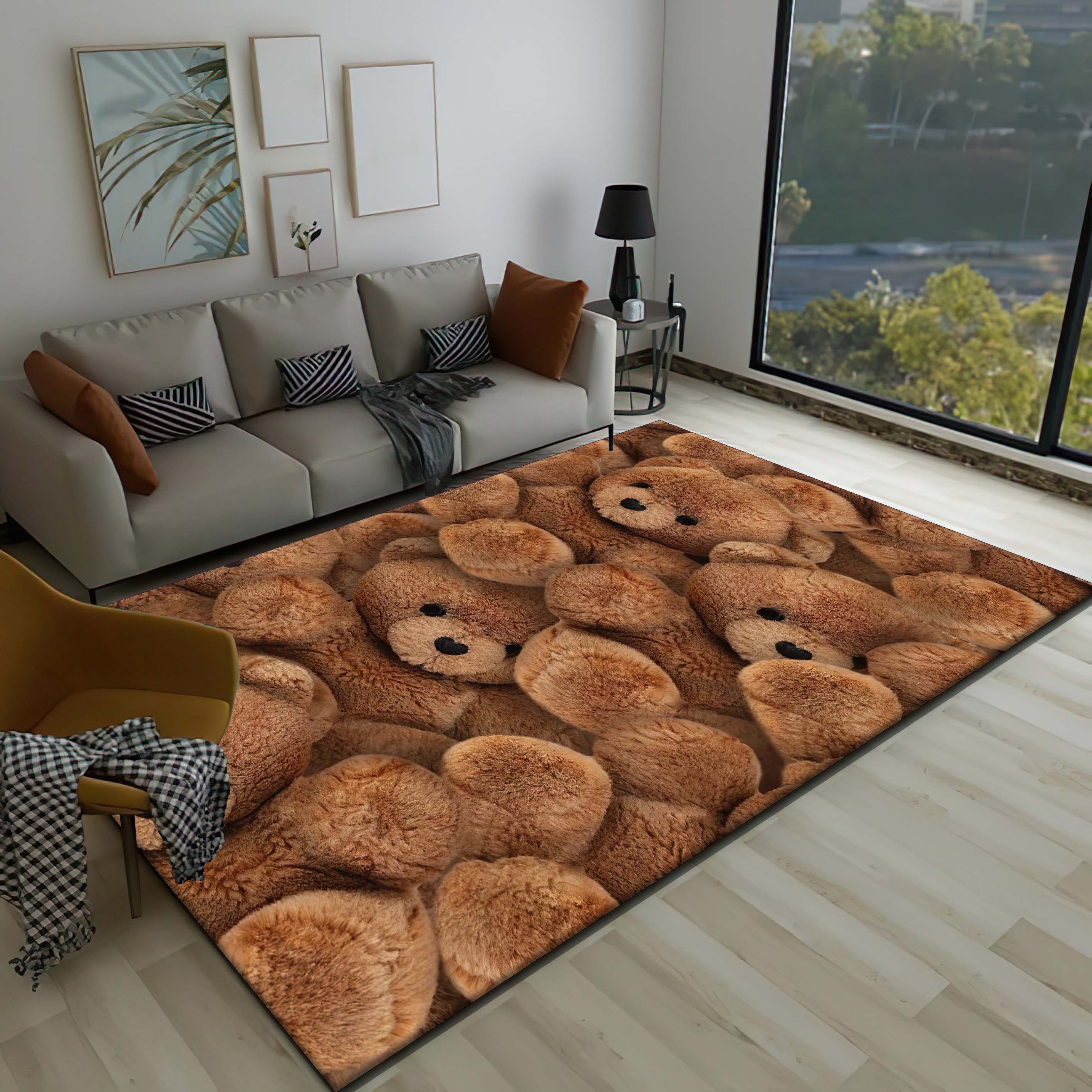 Teddy Bear Rug Brown Bear Fluffy Look Carpet Nursery Rug Etsy