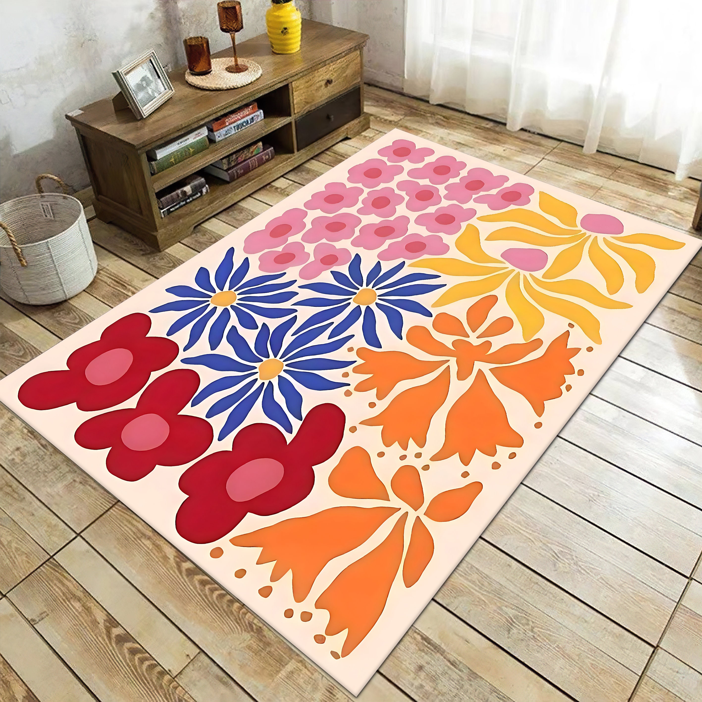 Discover Vintage Rétro Fleur Tapis