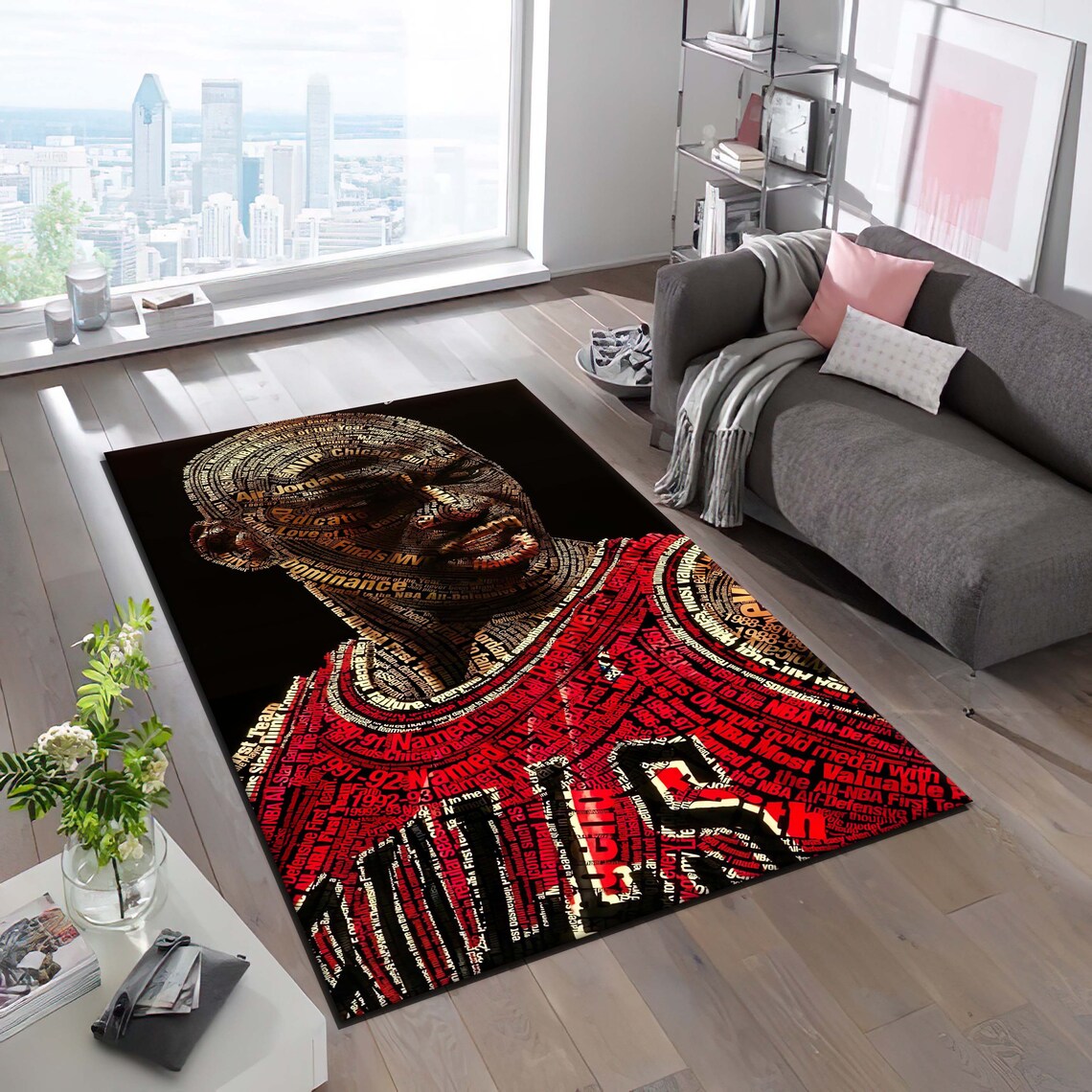 Michael Jordan, Air Jordan, NBA, Basketball, Lettering Pattern Rug