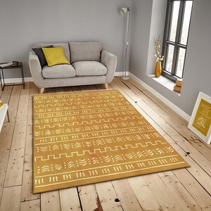 Mustard Aztec Rug: Scandinavian Boho Style Minimal Rug image 4