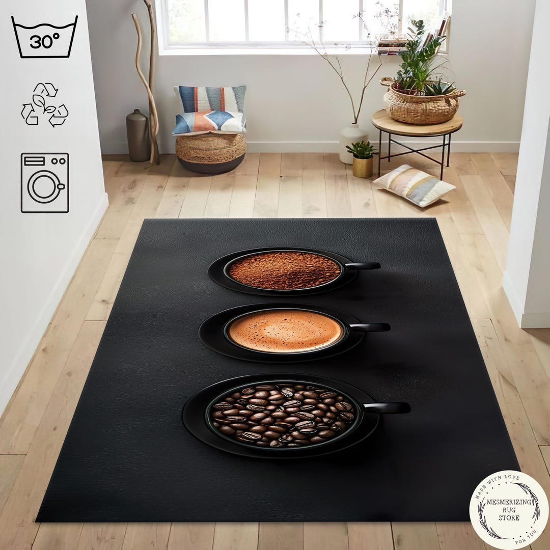 Modern Coffee Rug for Kitchen – Espresso Bar Floor Decor - Etsy