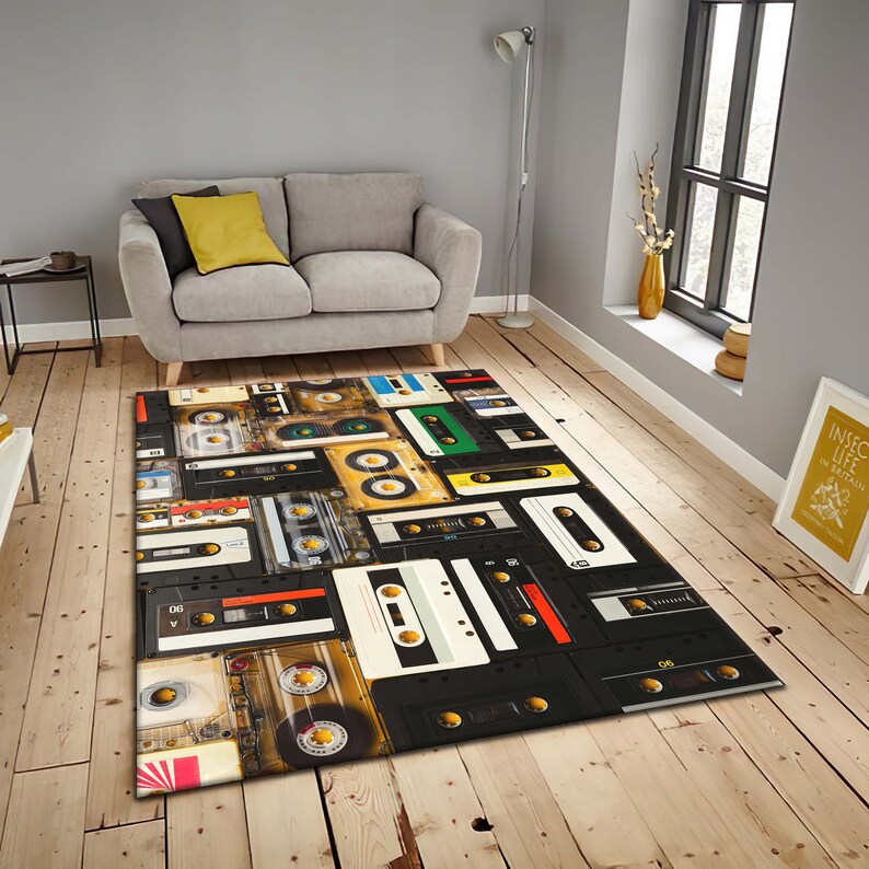Retro Cassette Tape Rug: 90s Music Room Decor, Mix Tape Doormat - Etsy