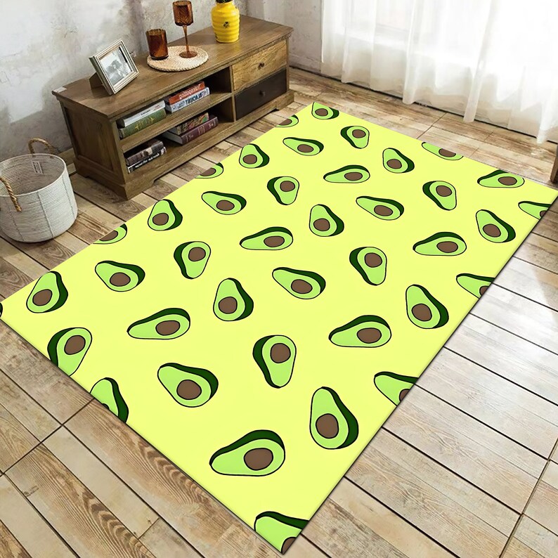Avocado Pattern Rug, Modern Kitchen Decor, Colorful Floormat - Etsy