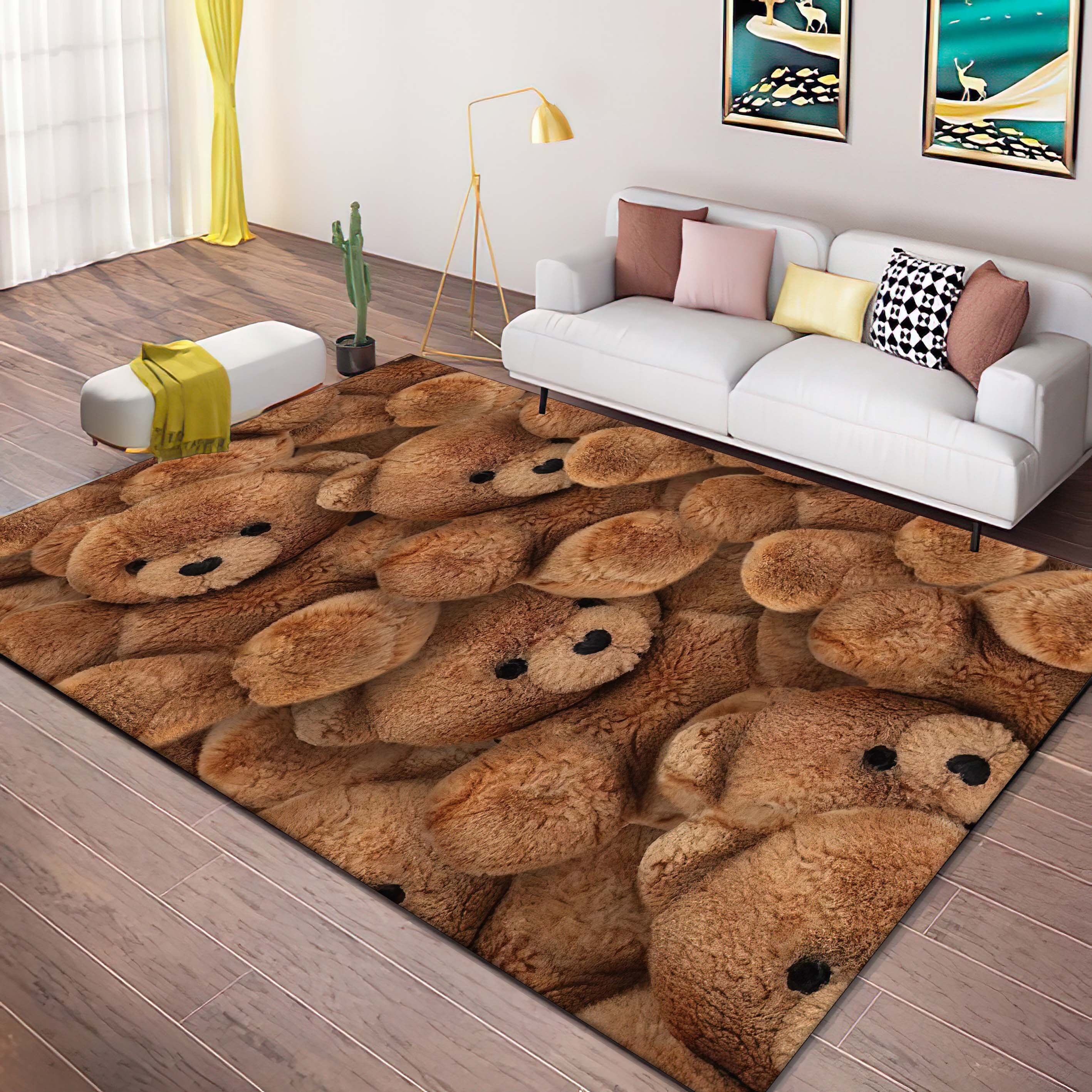Teddy Bear Rug Brown Bear Fluffy Look Carpet Nursery Rug Etsy
