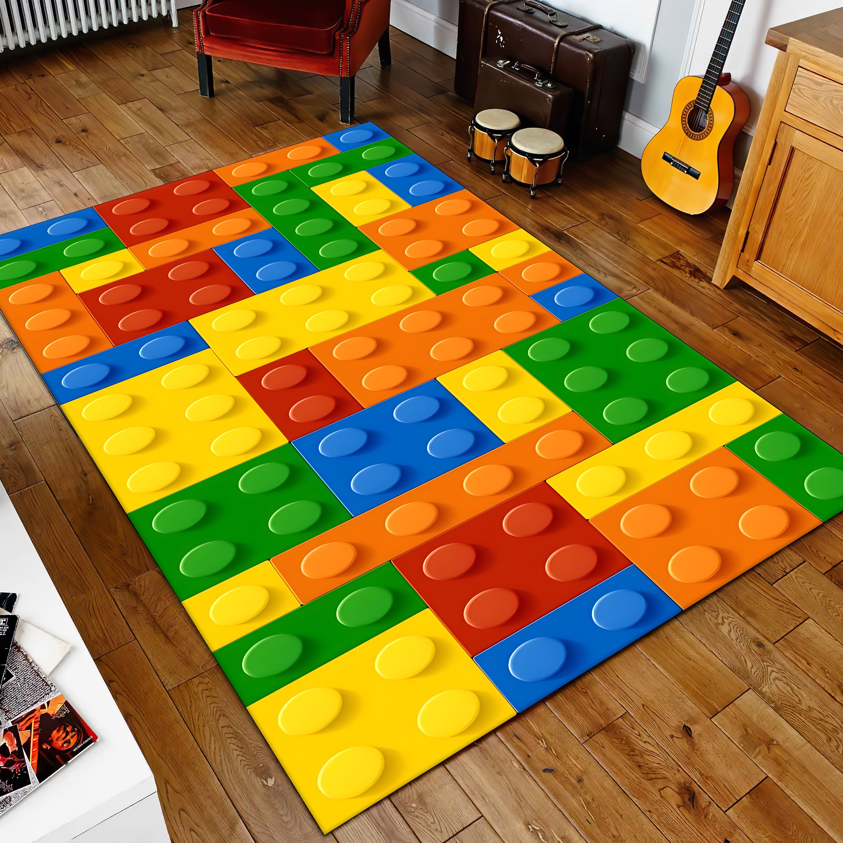 Lego Rug for Kids Room, Colorful Plastic Building Blocks Rug, Gift for Kids  Room or Hobby Room, Kids Play Mat, Colorful Rug, Kids Decor Rug 